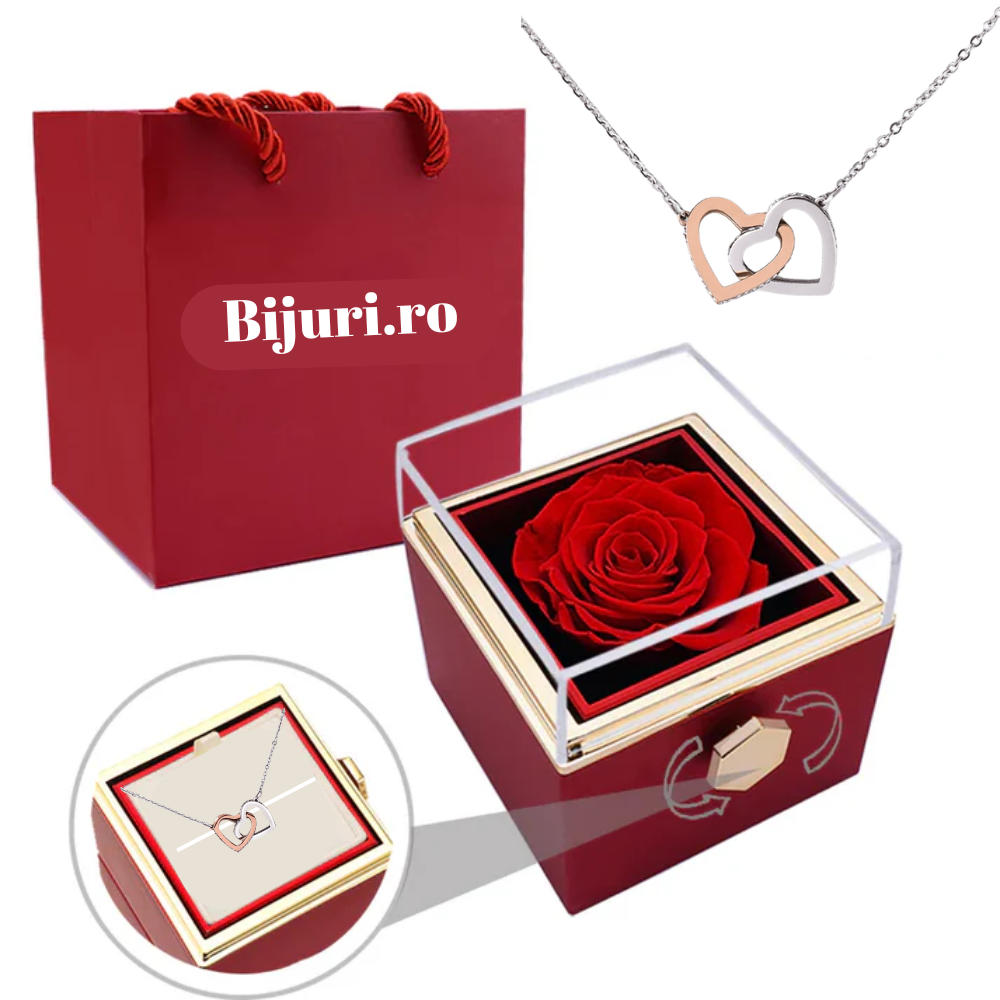 Eternal Rose Jewelry – with Silver Chain engraved with "I love you" and love message card