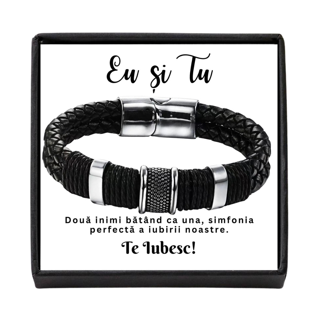 Brățara Piele Împletită+Mesaj Card Personalizat