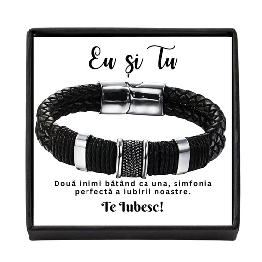 Brățara Piele Împletită+Mesaj Card Personalizat