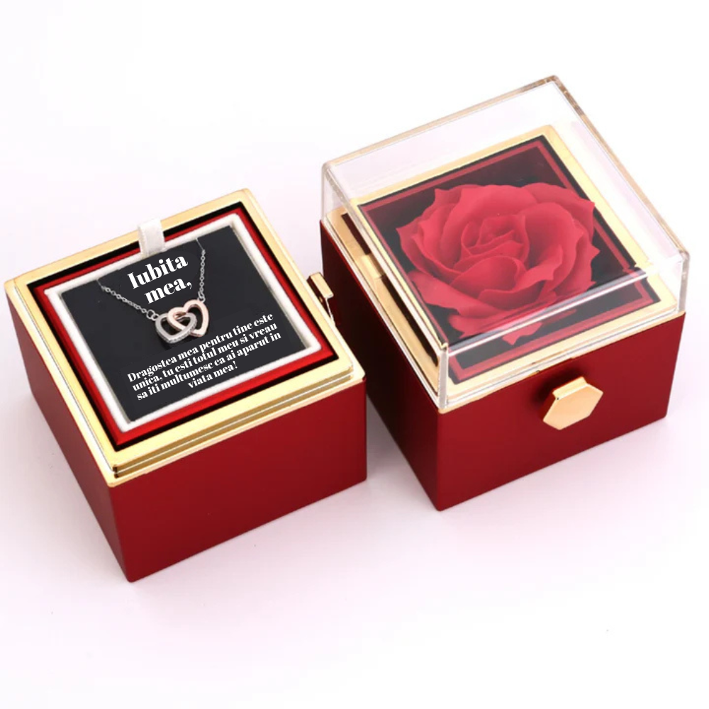 Eternal Rose Jewelry – with Silver Chain engraved with "I love you" and love message card