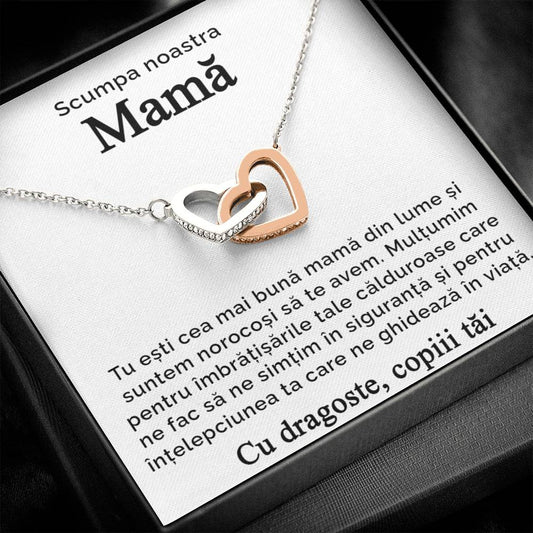 Scumpa noastra mamă - colier inimi pereche