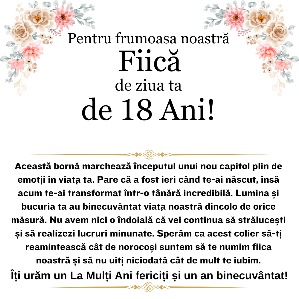 Pentru Frumoasa Mea Fiică- Colier Heart Love Card Majorat