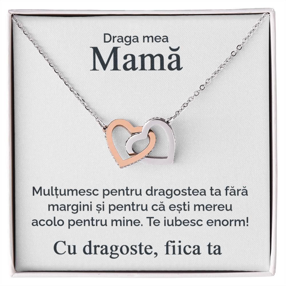 Draga mea mamă - De la fiica ta - Colier inimi pereche