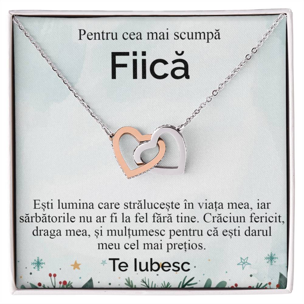 Pentru Cea Mai Scumpa Fiica. Colier Inimi Pereche