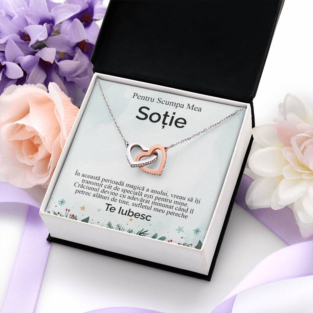 For My Dear Wife. Pair of Hearts Necklace