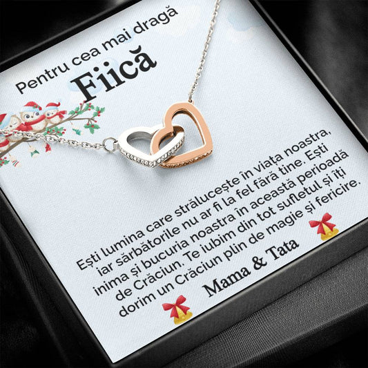 Pentru Cea Mai Draga Fiica. Colier Inimi Pereche