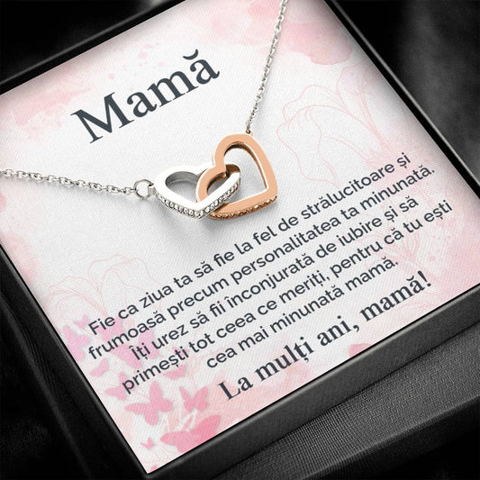 La Multi Ani Mamă - colier inimi pereche