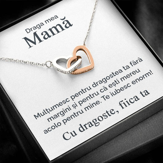 Draga mea mamă - De la fiica ta - Colier inimi pereche