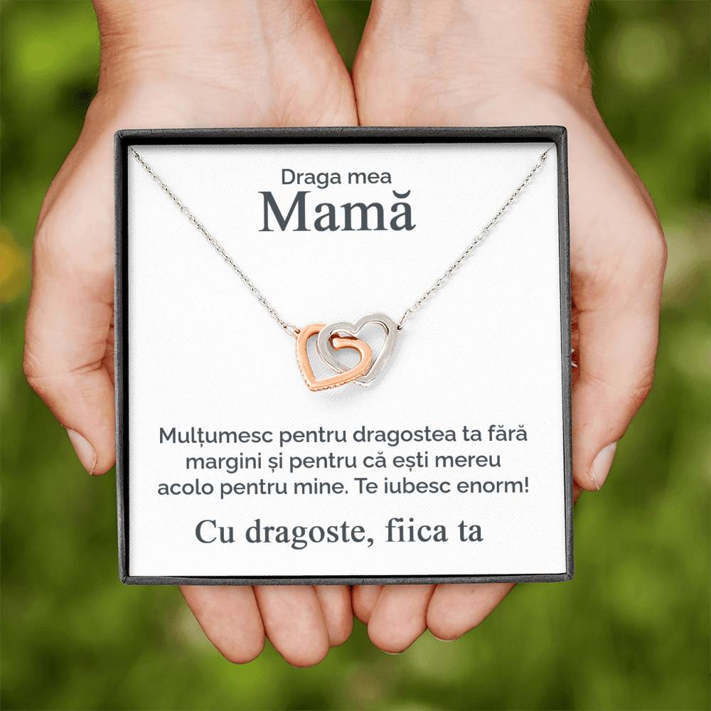Draga mea mamă - De la fiica ta - Colier inimi pereche