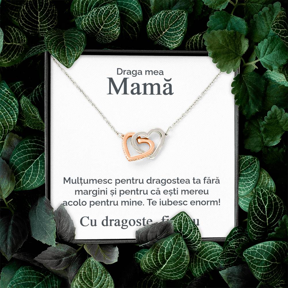 Draga mea mamă - De la fiul tau - Colier inimi pereche