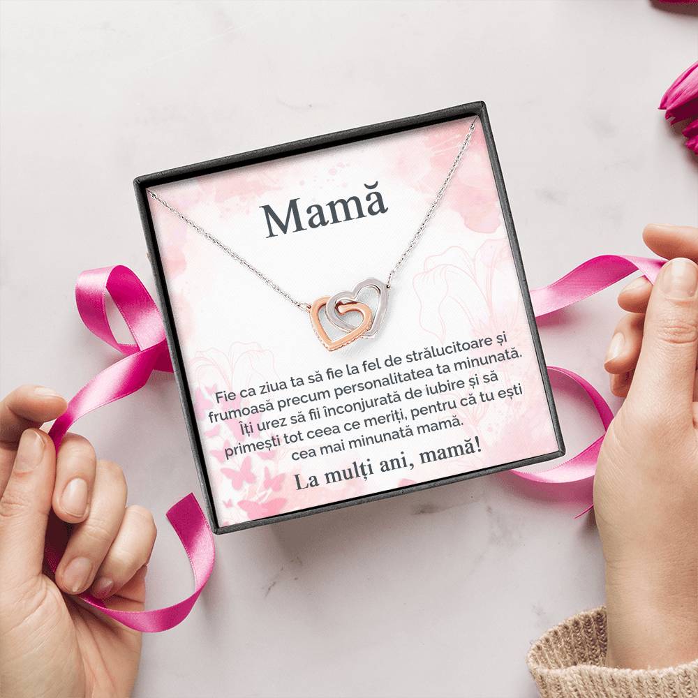 La Multi Ani Mamă - colier inimi pereche