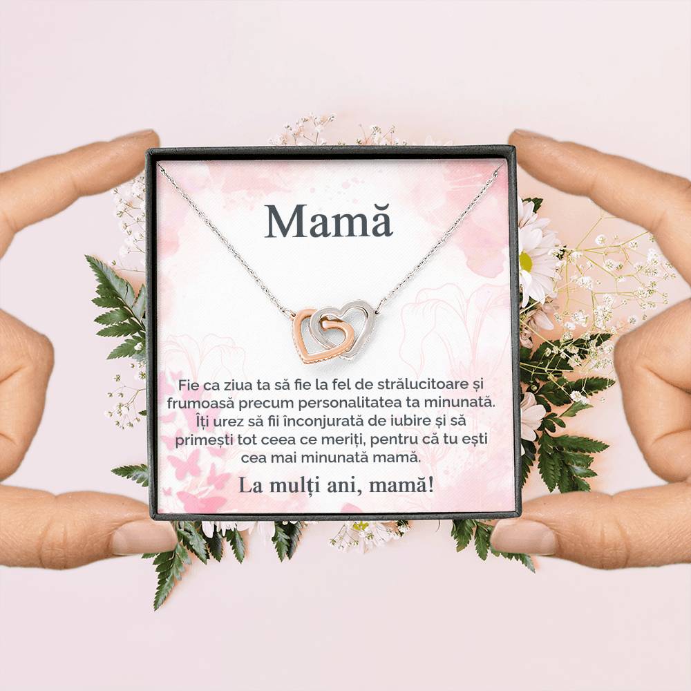 La Multi Ani Mamă - colier inimi pereche