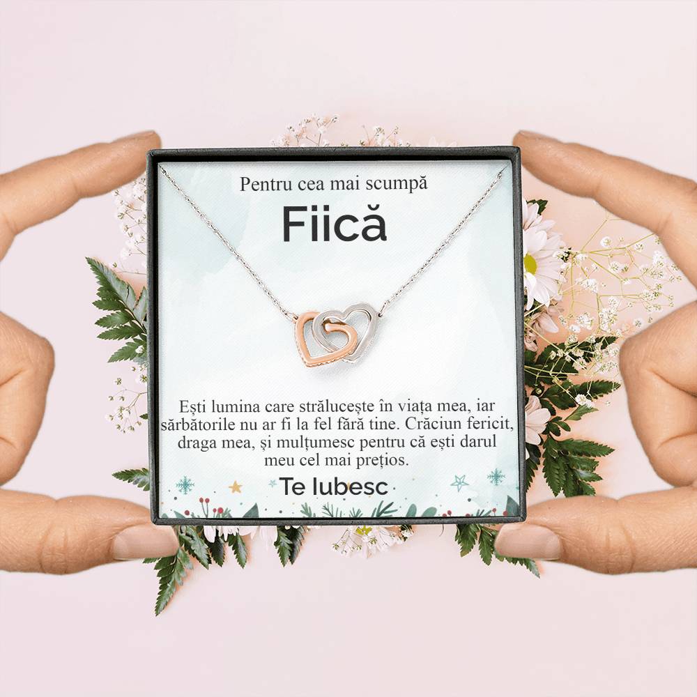 Pentru Cea Mai Scumpa Fiica. Colier Inimi Pereche