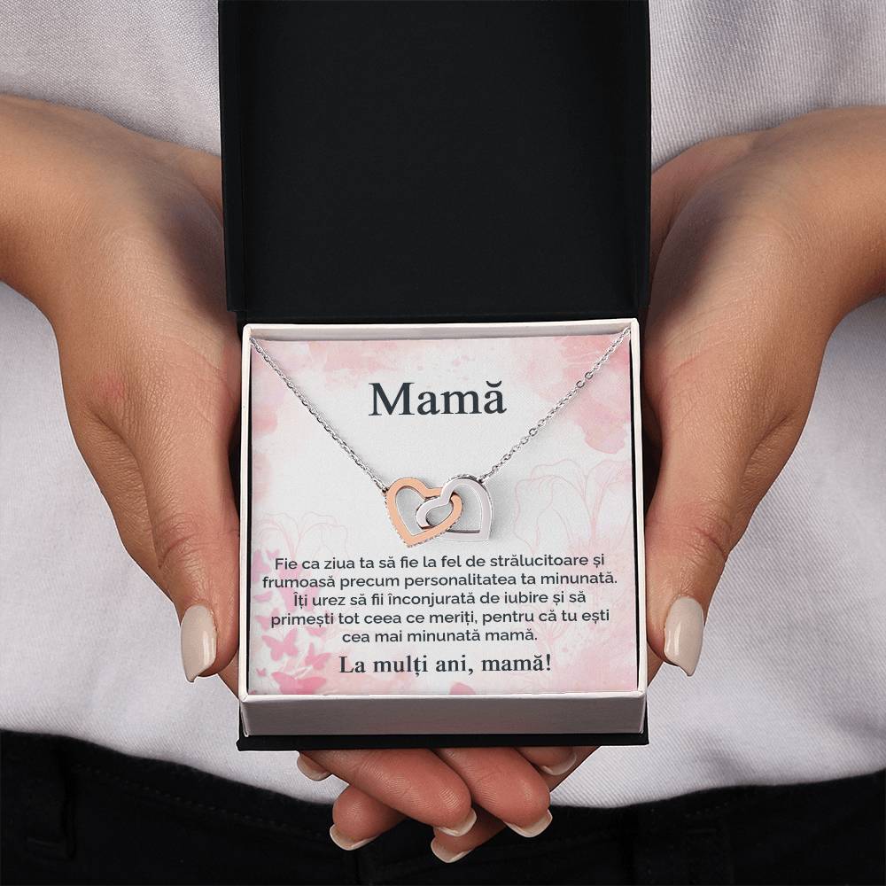 La Multi Ani Mamă - colier inimi pereche