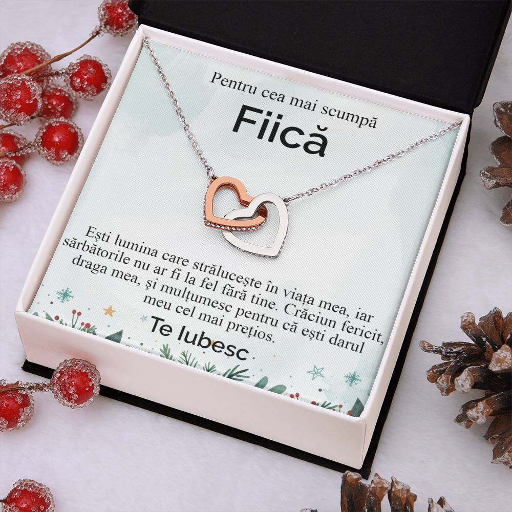 Pentru Cea Mai Scumpa Fiica. Colier Inimi Pereche