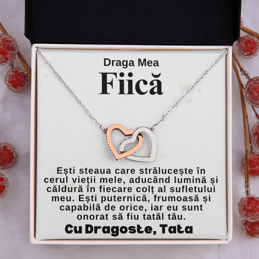 Draga Mea Fiică-Colier Inimi Pereche de la Tata
