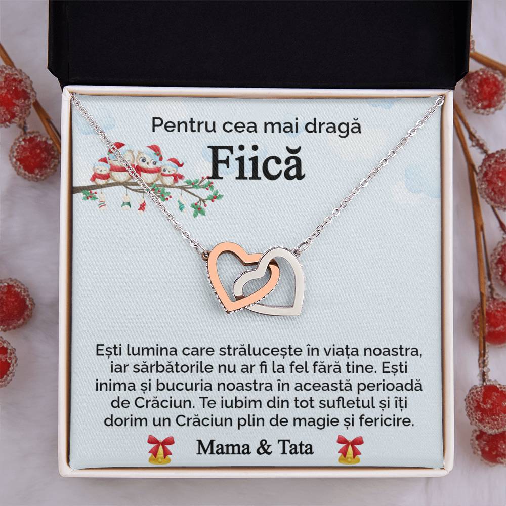 Pentru Cea Mai Draga Fiica. Colier Inimi Pereche