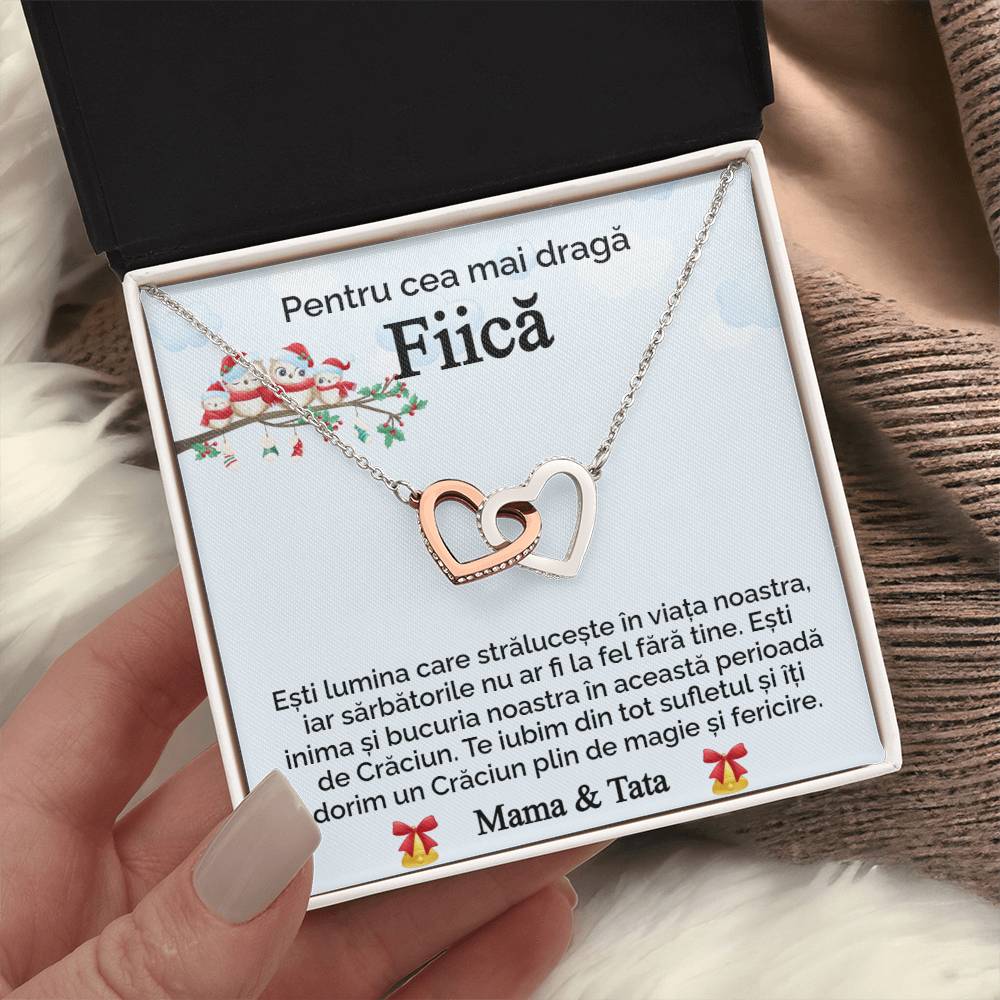 Pentru Cea Mai Draga Fiica. Colier Inimi Pereche
