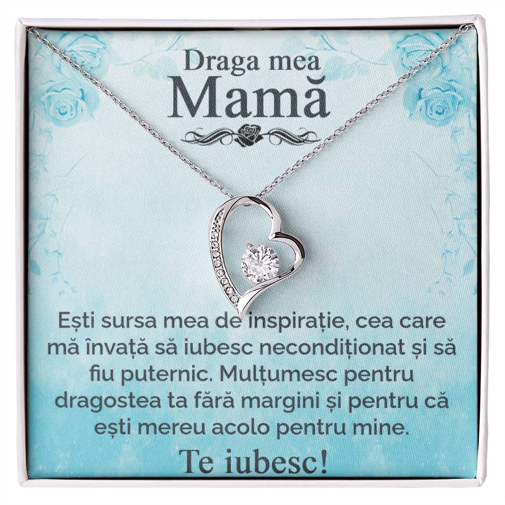 Draga mea mamă - Te iubesc - Colier inimă