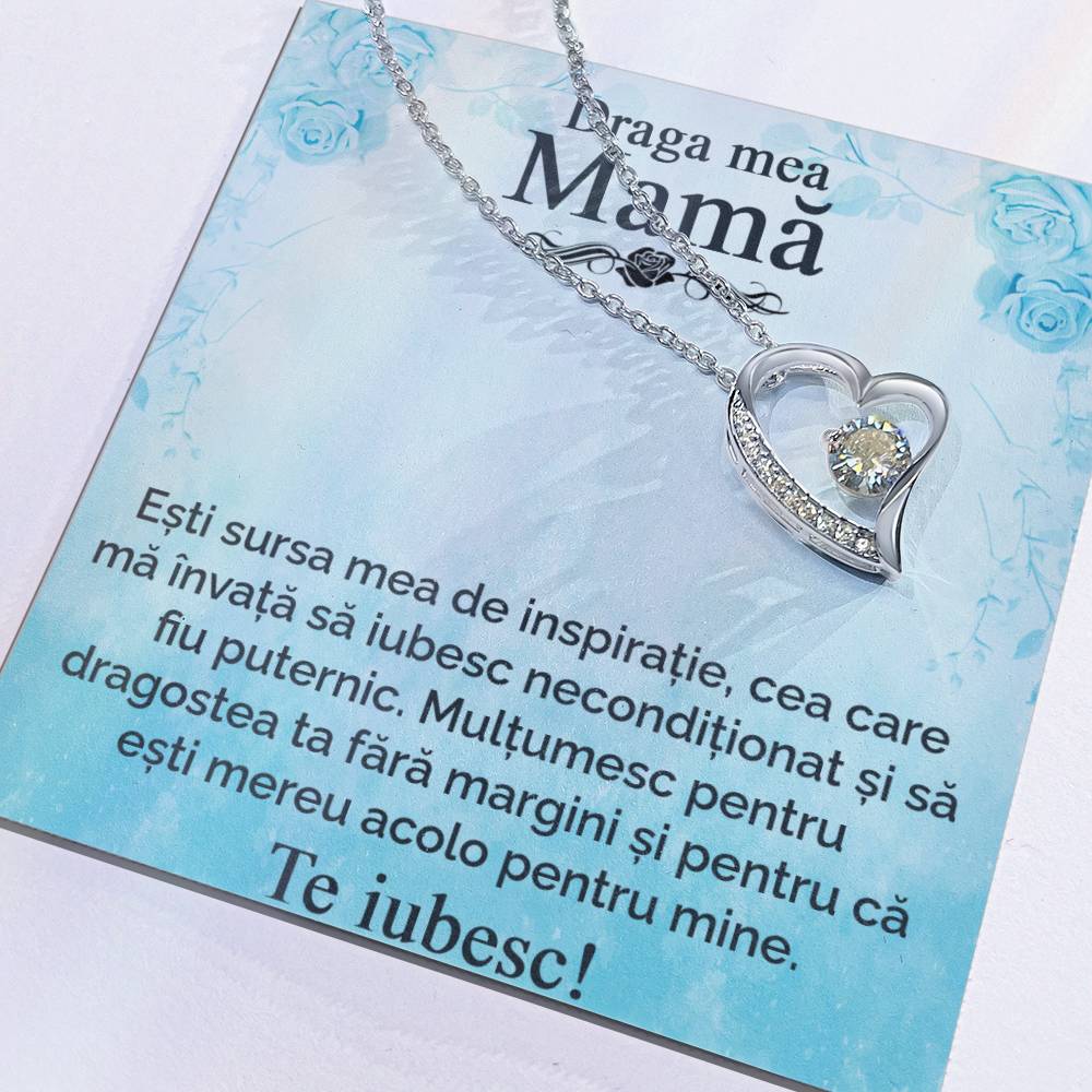 Draga mea mamă - Te iubesc - Colier inimă