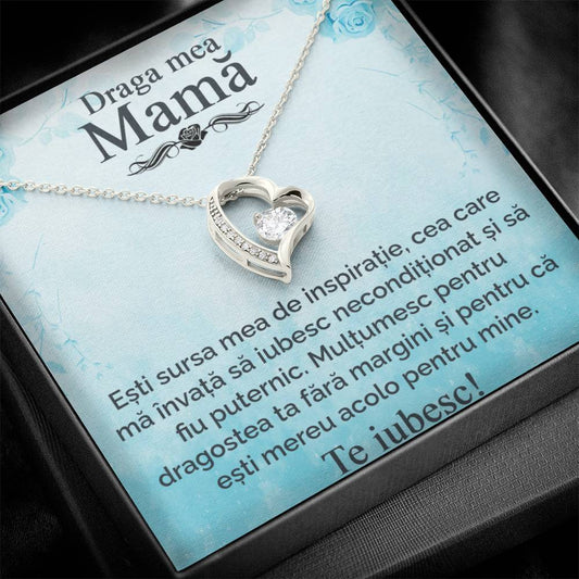 Draga mea mamă - Te iubesc - Colier inimă