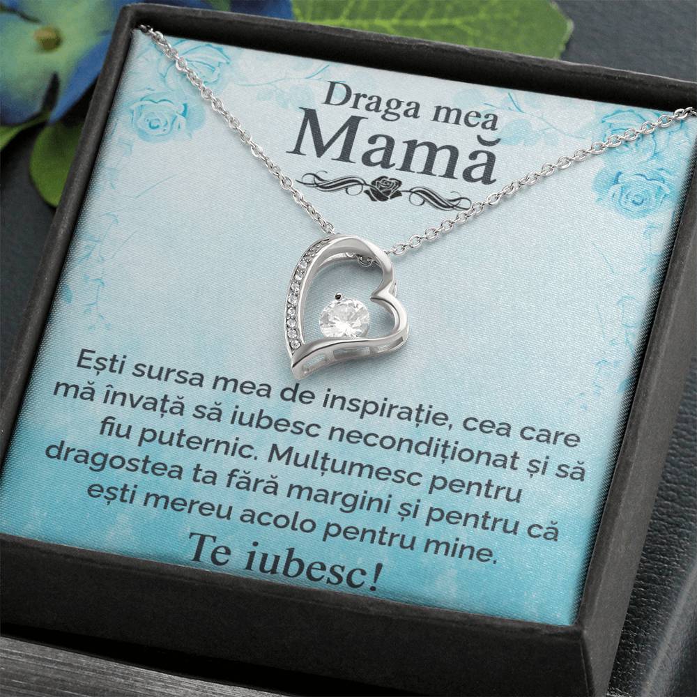 Draga mea mamă - Te iubesc - Colier inimă