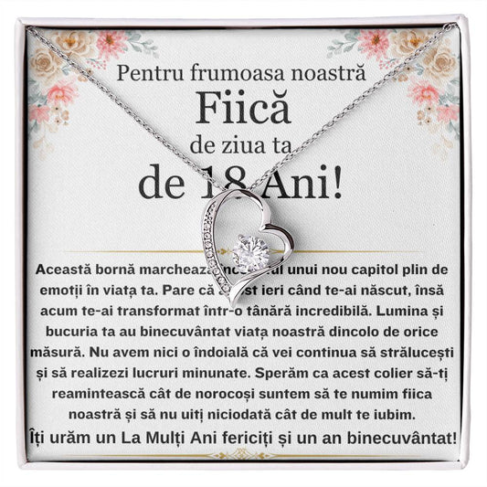 Pentru Frumoasa Mea Fiică- Colier Heart Love Card Majorat