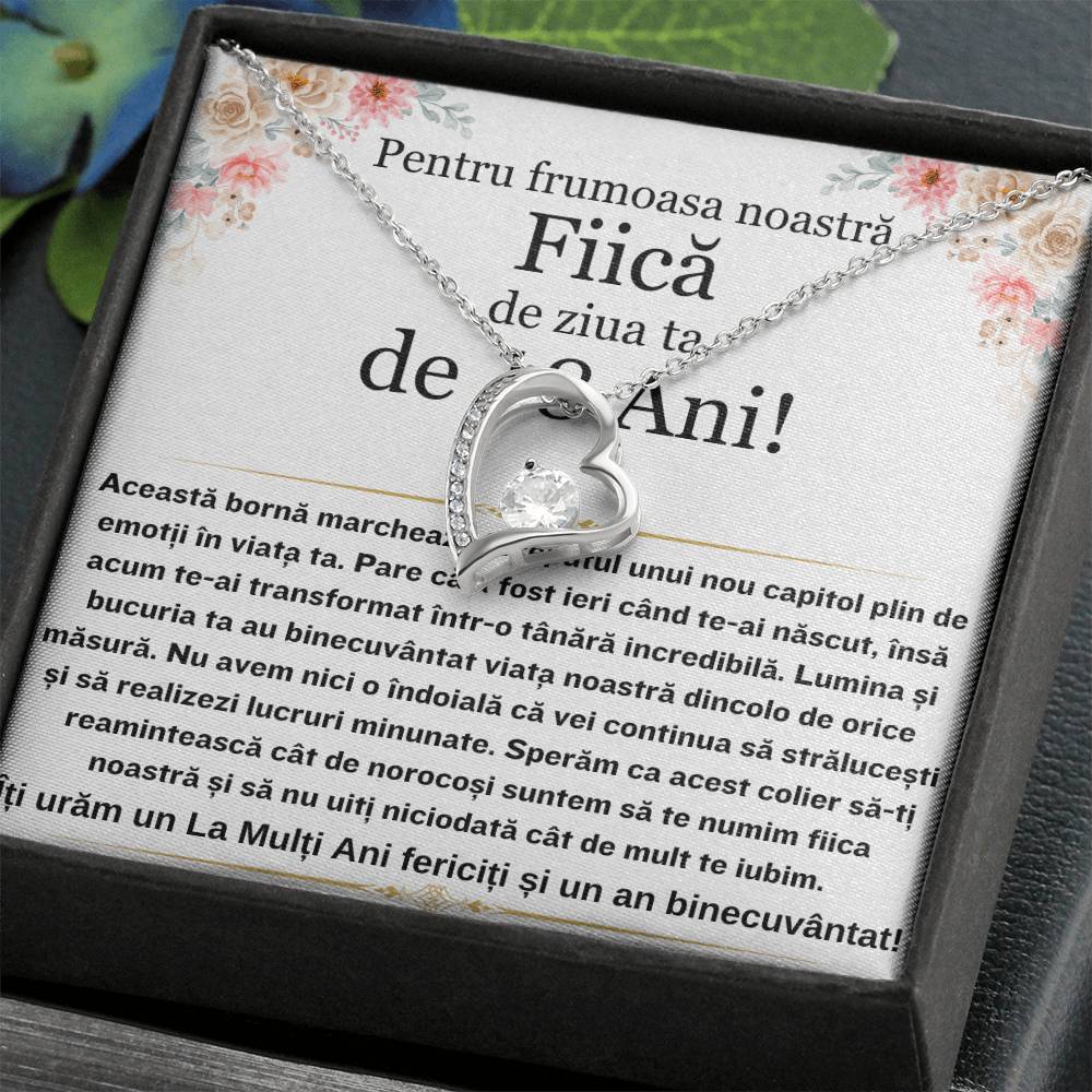 Pentru Frumoasa Mea Fiică- Colier Heart Love Card Majorat