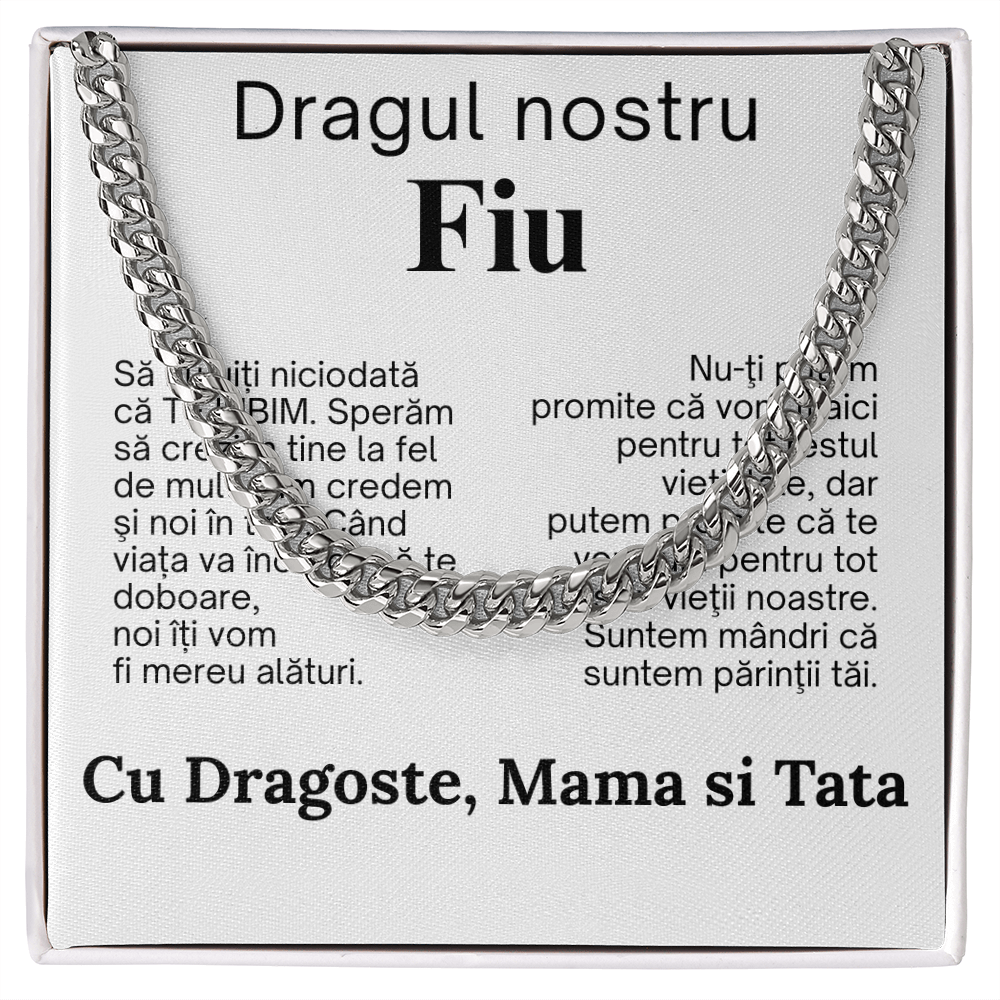 Pentru Fiu- de la Mama si Tata -Lantisor Cuban Link
