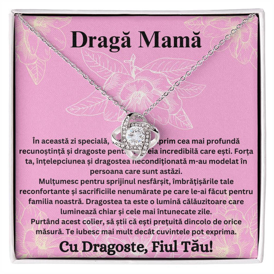 Draga mamă - Colier Love Knot - De la fiul tău