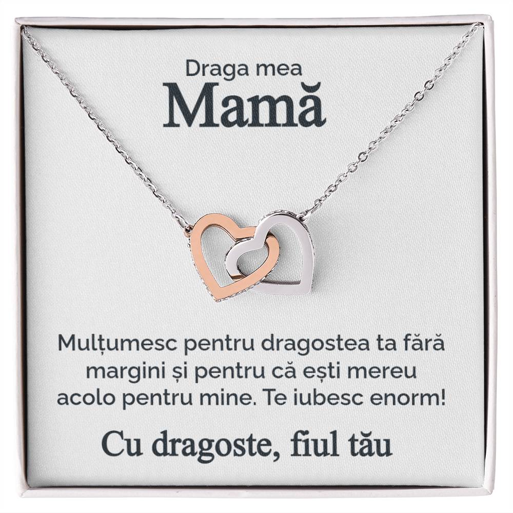 Draga mea mamă - De la fiul tau - Colier inimi pereche