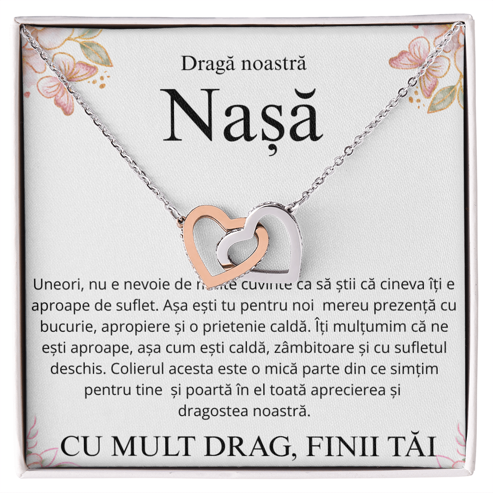 Cadou pentru scumpa mea nasa- Colier Inimi Pereche