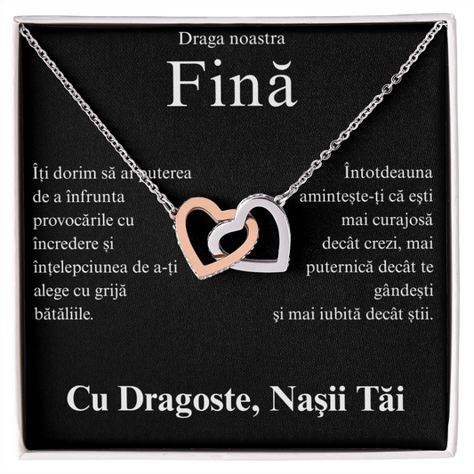 Cadou pentru fina mea draga  - Colier Inimi Pereche
