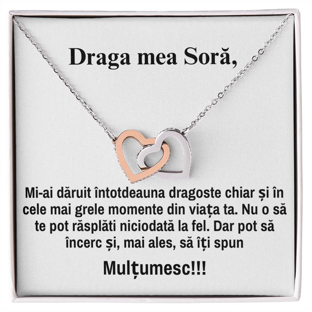 Draga mea, Sora – Colier Inimi Pereche