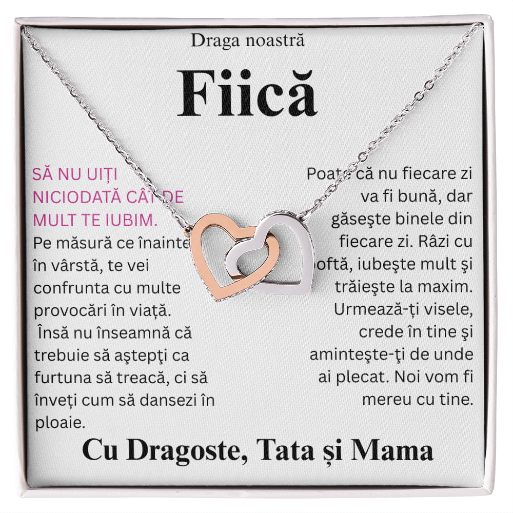 Cadou pentru  draga mea fiica    – Colier inimi pereche