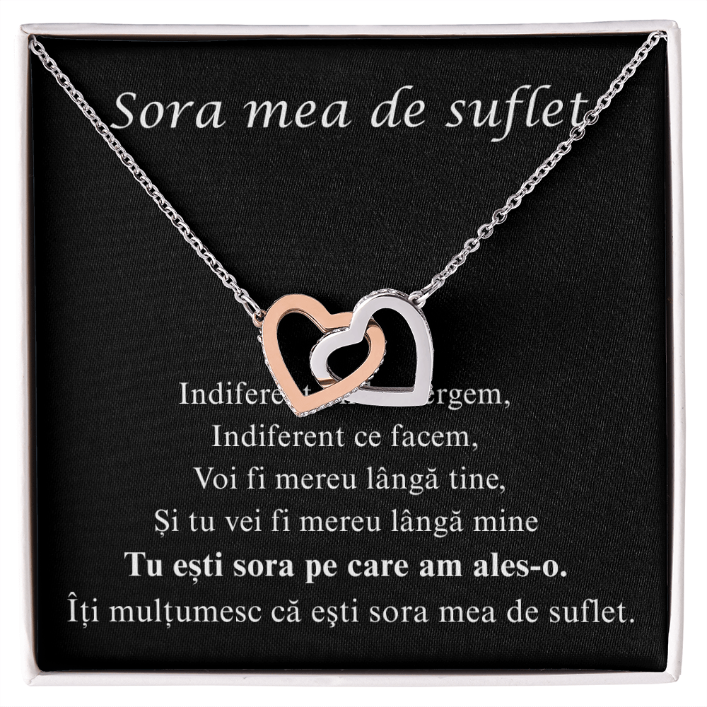 Cadou pentru draga mea sora - Colier Inimi Pereche