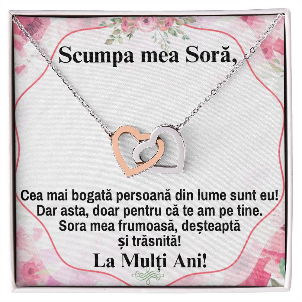 Pentru Draga mea, Sora – Colier Inimi Pereche