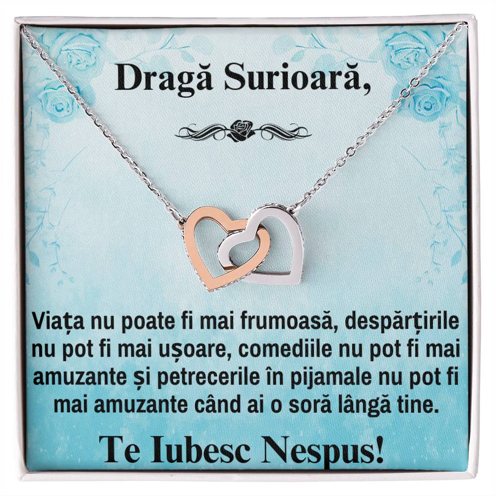 Pentru Scumpa mea Sora – Colier Inimi Pereche