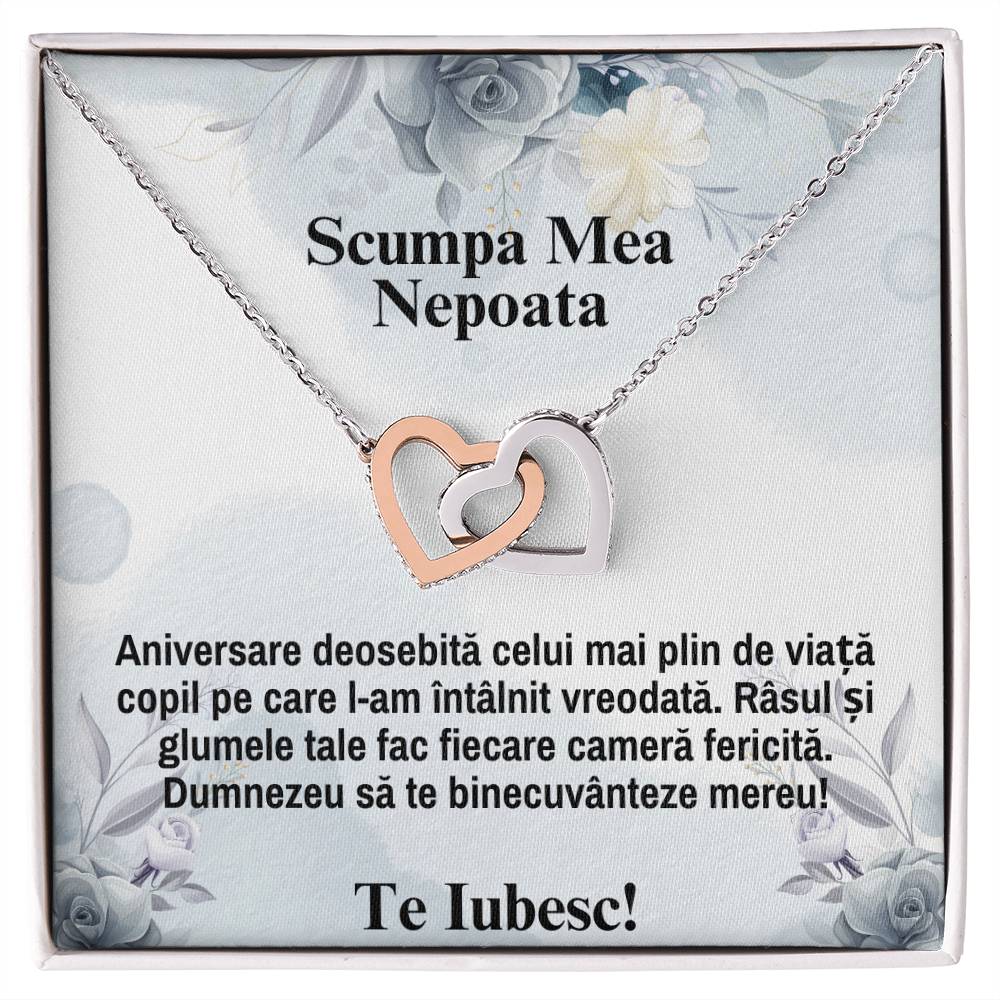 My Dear Niece - I Love You - Pair of Hearts Necklace