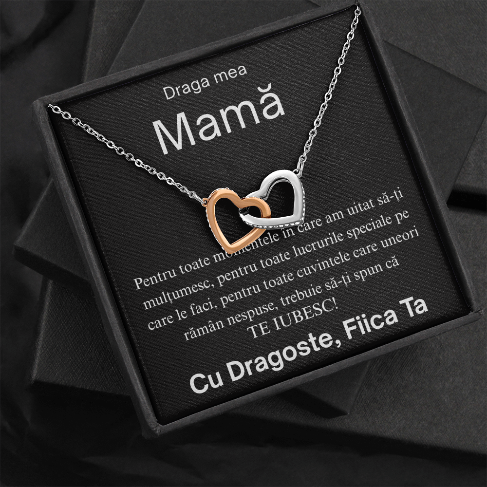 Cadou pentru Mama mea draga  - Colier Inimi Pereche
