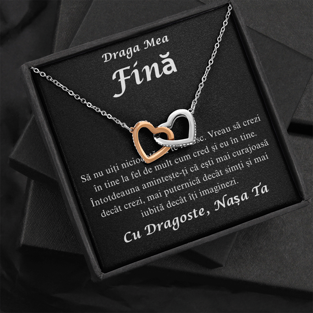 Cadou pentru fina mea draga  - Colier Inimi Pereche