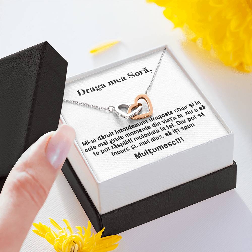 Draga mea, Sora – Colier Inimi Pereche