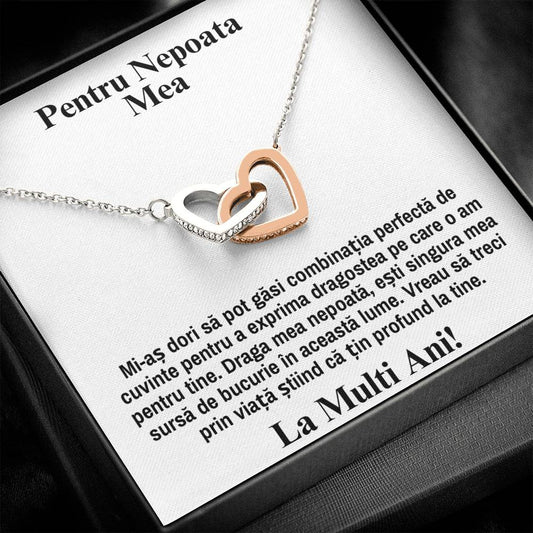 For My Niece - Pair of Hearts Necklace - Happy Birthday
