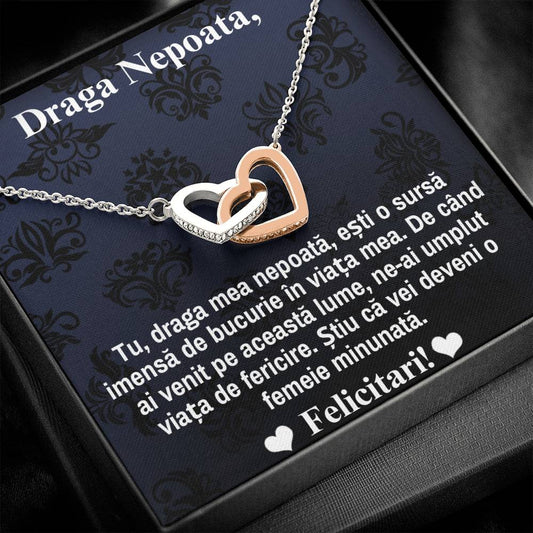 My Dear Niece - Pair of Hearts Necklace - I Love You