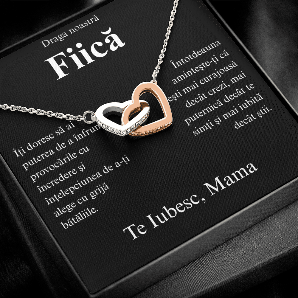 Cadou pentru fiica mea  draga   – Colier Inimi pereche