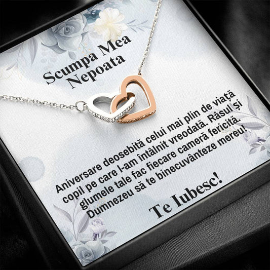 My Dear Niece - I Love You - Pair of Hearts Necklace