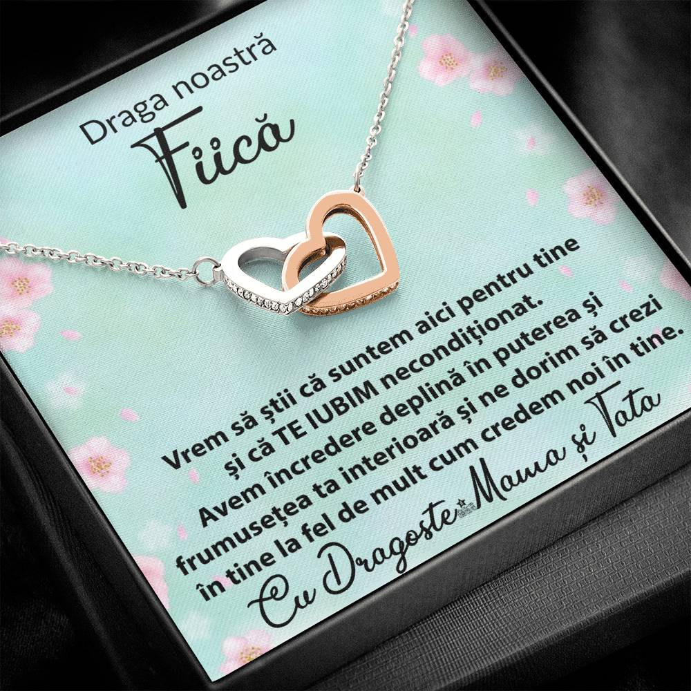 Draga Noastră Fiică- Colier Inimi Pereche