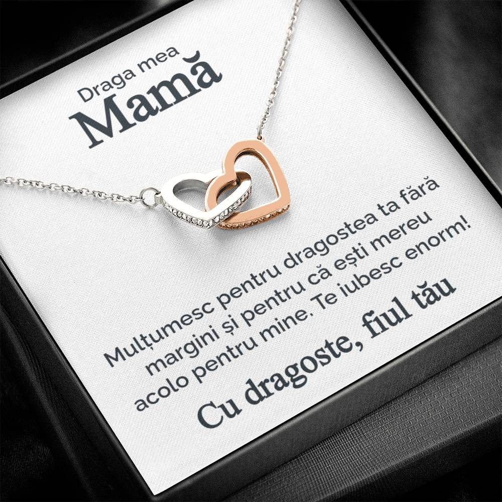 Draga mea mamă - De la fiul tau - Colier inimi pereche