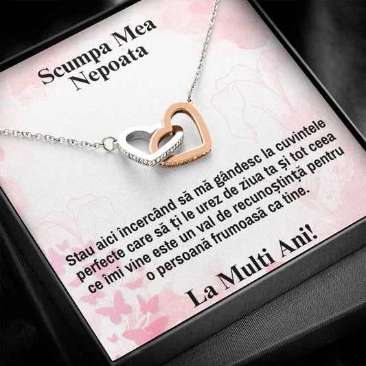 My Dear Niece - Happy Birthday - Pair of Hearts Necklace