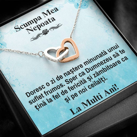 My Dear Niece – Pair of Hearts Necklace - Happy Birthday